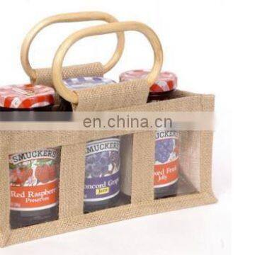 Jute Bottle Bag with Cane Handle