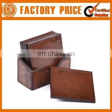 Cheap Logo Custom Embossed Leather Coaster photo-4