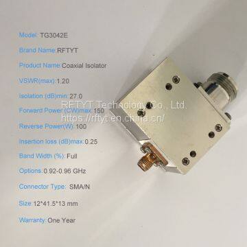 RFTYT VHF Hot Sale Brand Products TG3042E 0.92-0.96 GHz RF Coaxial Isolator photo-3