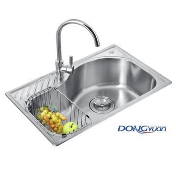 Guangdong Dongyuan Kitchenware 750×470×210mm POSCO SUS304 Stainless Steel Single Bowl Topmount Drawn Kitchen Sink (DY-510)