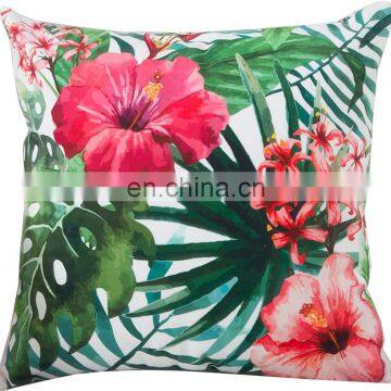 Flamingo tropical floral leaf pattern throw pillow cover