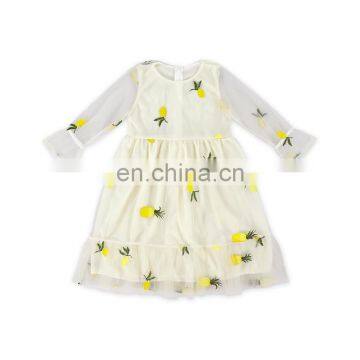 Baby Embroidery Pineapple Tulle Dress Kids Frock Designs Pictures Girl Party Dresses