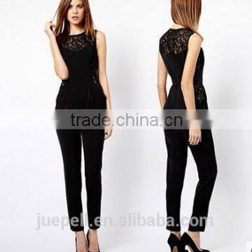 Black Lace and Chiffon Sexy Jumpsuite for Women and Sexy Ladies OEM