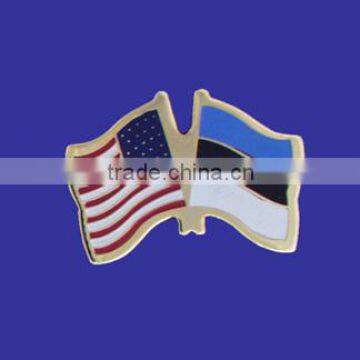 Custom design high quality cloisonne hard enamel filled USA Estonia World Flag Lapel Pin