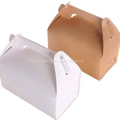 Fried chicken box with handle custom Logo paper board for restaurant Take Out Fast Food box