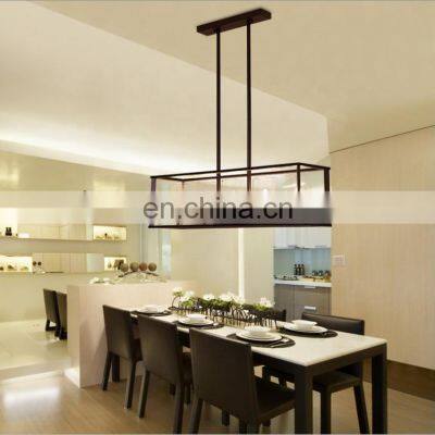 Modern Black Metal Iron Frame Rectangle Hanging Large Lantern Chandelier Pendant Lighting