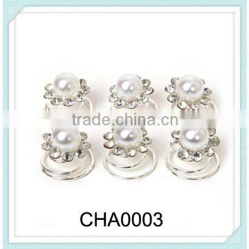 fashion snail hairgrips with pearl and crystal