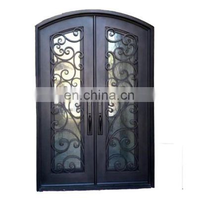 Customized villa popular grill designs durable profile front wrought iron double door