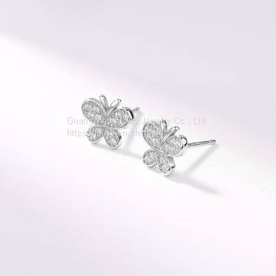 925 Sterling Silver Butterfly Inlaid Zircon Earrings Women's Sweet and Simple Earrings Autumn and Winter New Fashion Earrings photo-2