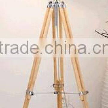 Hight Quality Modern floor Lamp tripod adjustable wooden base with fabric lampshade