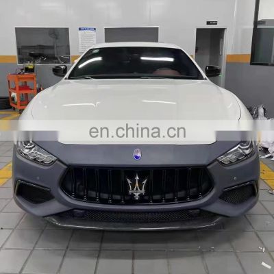 Runde  PP Material For 14-20 Maserati Ghibli Upgrade 2021 Trofeo Style Body Kit Front Bumper Rear Bumper Rear Lip