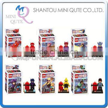 Mini Qute LEBQ 6pcs/set American cartoon model big hero 6 baymax building block action figures educational toy NO.1719