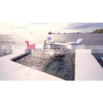 Inflatable Floating Swimming Sea Pool For Yacht Boats With Jellyfish Protect Net