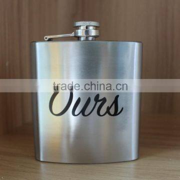 8oz brush stailess steel hip flask