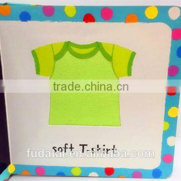 FDT customized new style baby education cloth touch and feel board book printing