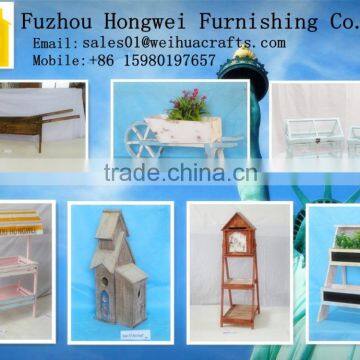 Cheap Vintage Decorative Wooden Rolling Garden Cart for Sale HW15A00314 photo-2