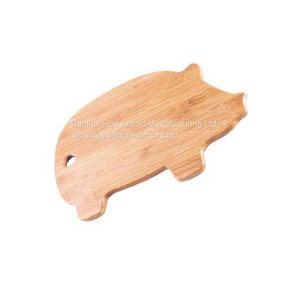 Pig Shape Small Bamboo Cutting Board Kitchen Fruit Bread Meat Vegetable Mini Chopping Boards