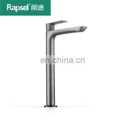 Long Basin Tap Grey Brass Wash Mixer  Water Taps Bathroom Basin Faucet Luxury