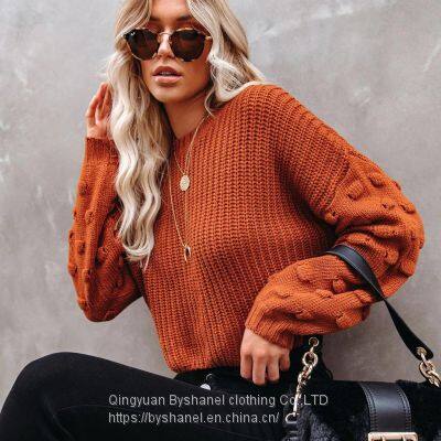 SW10 Women's Oversized Crewneck Sweater Batwing Puff Long Sleeve Cable Slouchy Pullover Jumper Tops photo-3