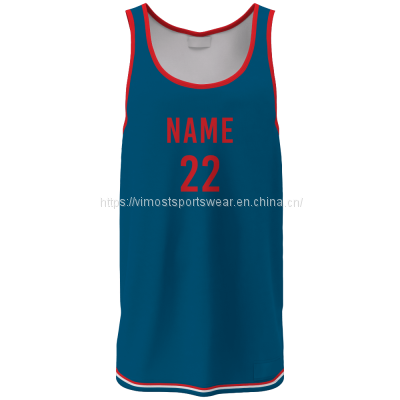 blue and red custom sublimated basketball jersey