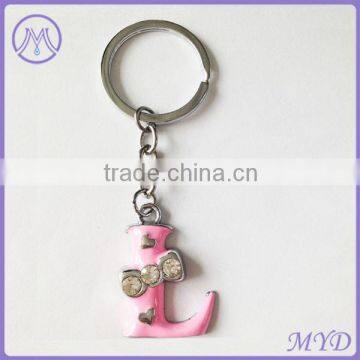 Fashion promotional gifts lovely design letter keychain clip metal