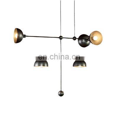 Modern Style Black Iron Chandelier Lamp with LED Light Source Custom Brass Pendant Lights for Dining Hall Hotel Villa