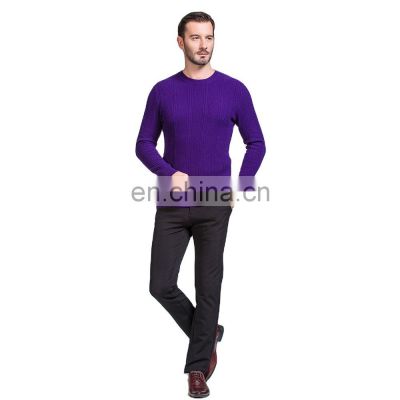 OEM High Quality 100% Pure Cashmere Sweater for Men Breathable Warm Knit Crew Neck Anti-Wrinkle for Winter