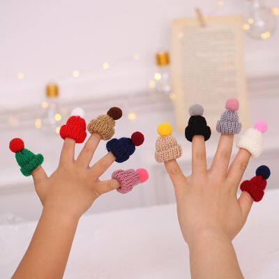 10pcs Mini 20 Pcs Knitted Hat Set, Mixed Color Polyester Wool Yarn Doll Hats, Handcrafted for DIY Christmas Ornaments & Sewing Projects photo-2