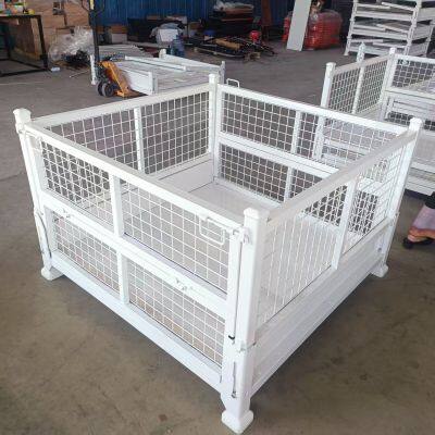 Foldable turnover box  heavy metal storage box scrap box transport iron box stackable turnover box