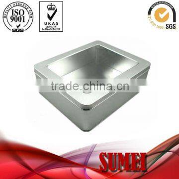 Square tin can with clear window