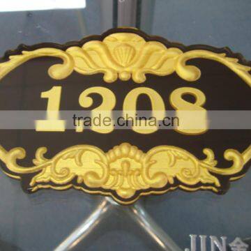 zinc alloy metal word projected nameplate trademark logo label sticker for guest room