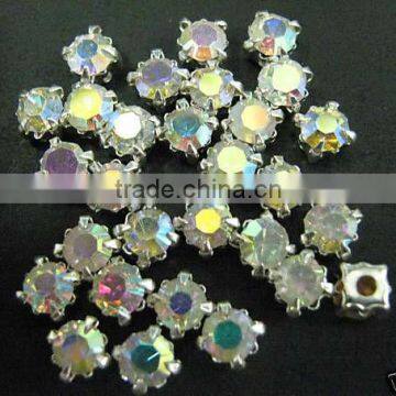 REAL RHINESTONES W/PRESETTINGS 5MM 1GR/144PC AB CRYSTAL