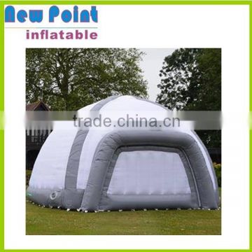 Lockable inflatable dome tent in white