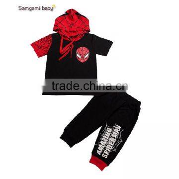 Brand Children Clothing Wholesale P31378 Summer Hot Style Clothes Boys Clothes Spider- man Virgin Suit With Short Sleeves