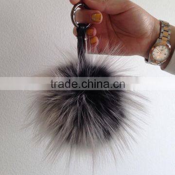 Fashion Popular Ladies Fur Ball Key Chain 100% Real Racoon Fur Keychains photo-2