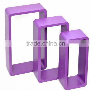 small corner rectangle cube wooden wall shelf