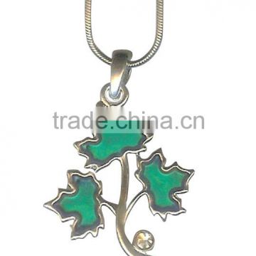 Maple leaf long pendant statement neckalce Maple leaf shape pendant Polished Maple Leaf Pendant