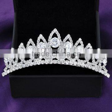 Women's head jewelry white gold plated crystal imperial crown bridal hair accessories