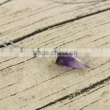 NE2367-12 Amethyst with silver cap gemstone point Pendant necklace                        
                                                Quality Choice