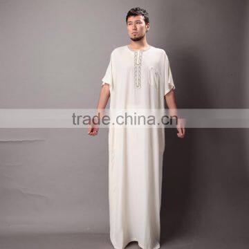 white summer Robes short sleeve thawb men's abaya Turkey Arabia men clothes wholesale                        
                                                Quality Choice