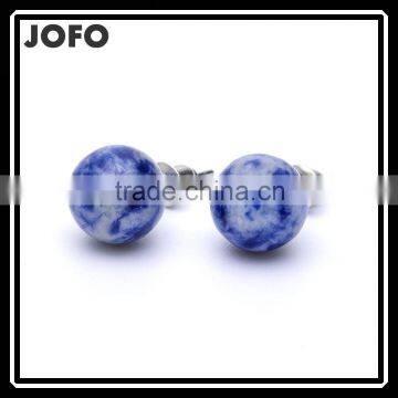 Round Shape Hot Natural Stone Stud Earrings SMJ0160