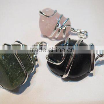 Assorted Tumble Wire Wrap Gemstone Pendant