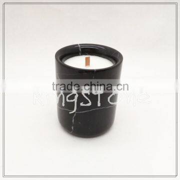 decoration Scented color Soy Wax Wooden wick Black Marble Candle