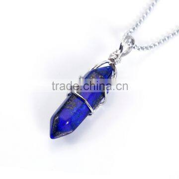 Beautiful 1pcs Lapis Handmade Wirewrap Pendant Charm Necklace Wholesale