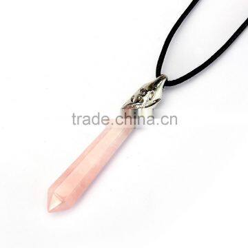 Beautiful 1pcs Rose Quartz Silver Jewelry Necklace Pendant