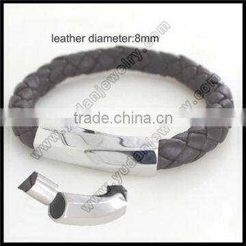 Magnetic Wrap Black Color Leather Bracelet