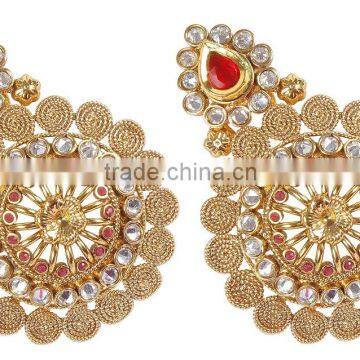 Indian Gold Plated Crystal Earrings photo-3