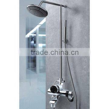 High Quality Round Rainfall Brass Thermostate Bath Set, Polish and Chrome Finish, Wall Mounted