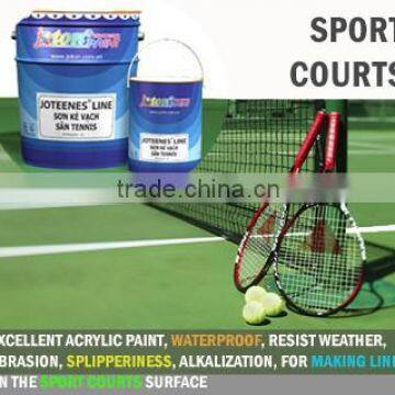 Acrylic Paint, resist water, weather, abrasion, slipperiness for making line on Sport Courts surfaces JOTEENES LINE