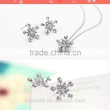 European and American Fashion Hot Style Austrian Crystal Snowflake Silver Jewelry Set 925 photo-3